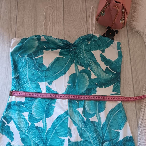 Sexy See-Through Mesh Dress Spaghetti Strap Leaf Print Romper Set - Picture 6 of 16